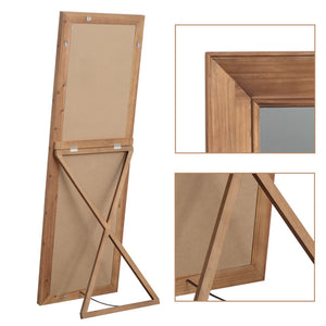 HomeRoots 65" Elegant Brown Solid Wood Full-Length Mirror with Stand - Perfect for Any Space & Style! 691635