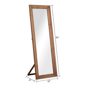 HomeRoots 65" Elegant Brown Solid Wood Full-Length Mirror with Stand - Perfect for Any Space & Style! 691635