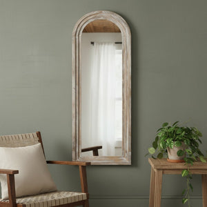 HomeRoots 64" Elegant Arched Full-Length Mirror in White Solid Wood Frame - Perfect for Any Decor Style! 691636
