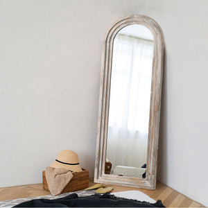 HomeRoots 64" Elegant Arched Full-Length Mirror in White Solid Wood Frame - Perfect for Any Decor Style! 691636