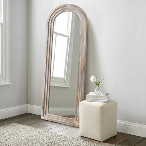 HomeRoots 64" Elegant Arched Full-Length Mirror in White Solid Wood Frame - Perfect for Any Decor Style! 691636