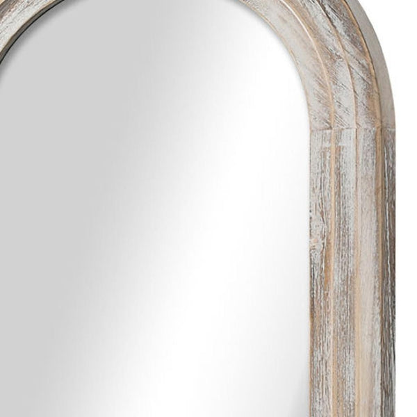 HomeRoots 64" Elegant Arched Full-Length Mirror in White Solid Wood Frame - Perfect for Any Decor Style! 691636