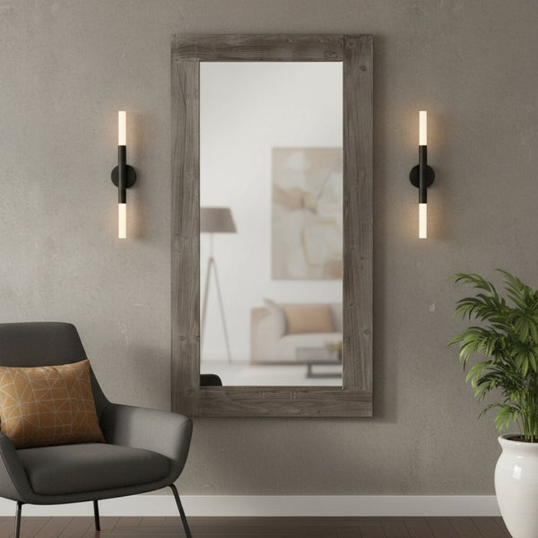 HomeRoots 71" Charcoal Solid Wood Framed Full-Length Mirror - Rustic Charm for Home & Commercial Spaces Decor 691637
