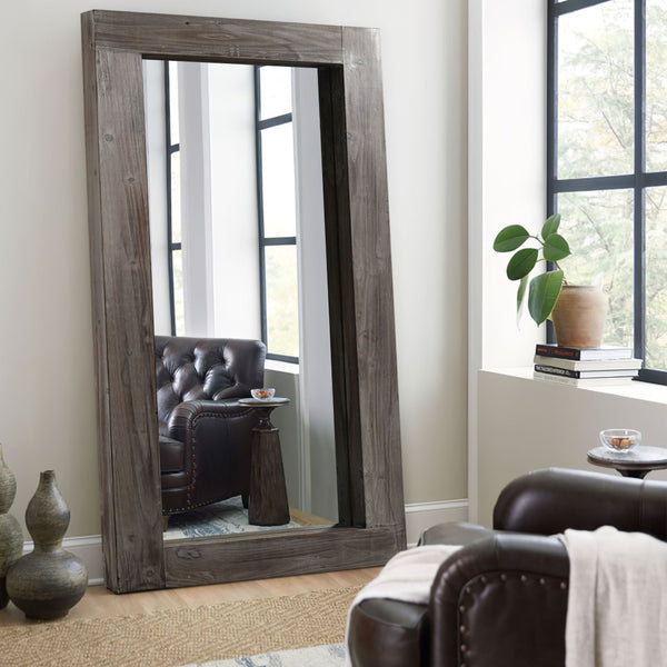 HomeRoots 71" Charcoal Solid Wood Framed Full-Length Mirror - Rustic Charm for Home & Commercial Spaces Decor 691637