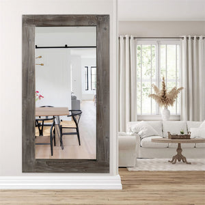 HomeRoots 71" Charcoal Solid Wood Framed Full-Length Mirror - Rustic Charm for Home & Commercial Spaces Decor 691637