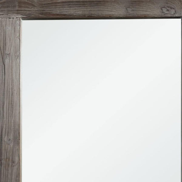 HomeRoots 71" Charcoal Solid Wood Framed Full-Length Mirror - Rustic Charm for Home & Commercial Spaces Decor 691637