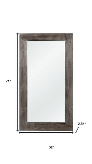 HomeRoots 71" Charcoal Solid Wood Framed Full-Length Mirror - Rustic Charm for Home & Commercial Spaces Decor 691637