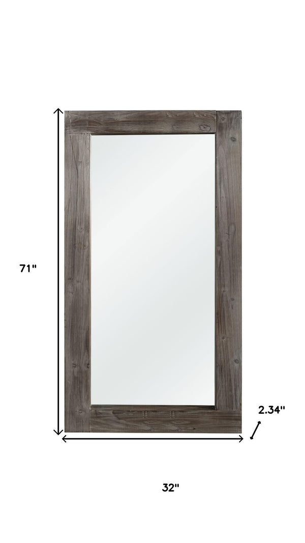 HomeRoots 71" Charcoal Solid Wood Framed Full-Length Mirror - Rustic Charm for Home & Commercial Spaces Decor 691637