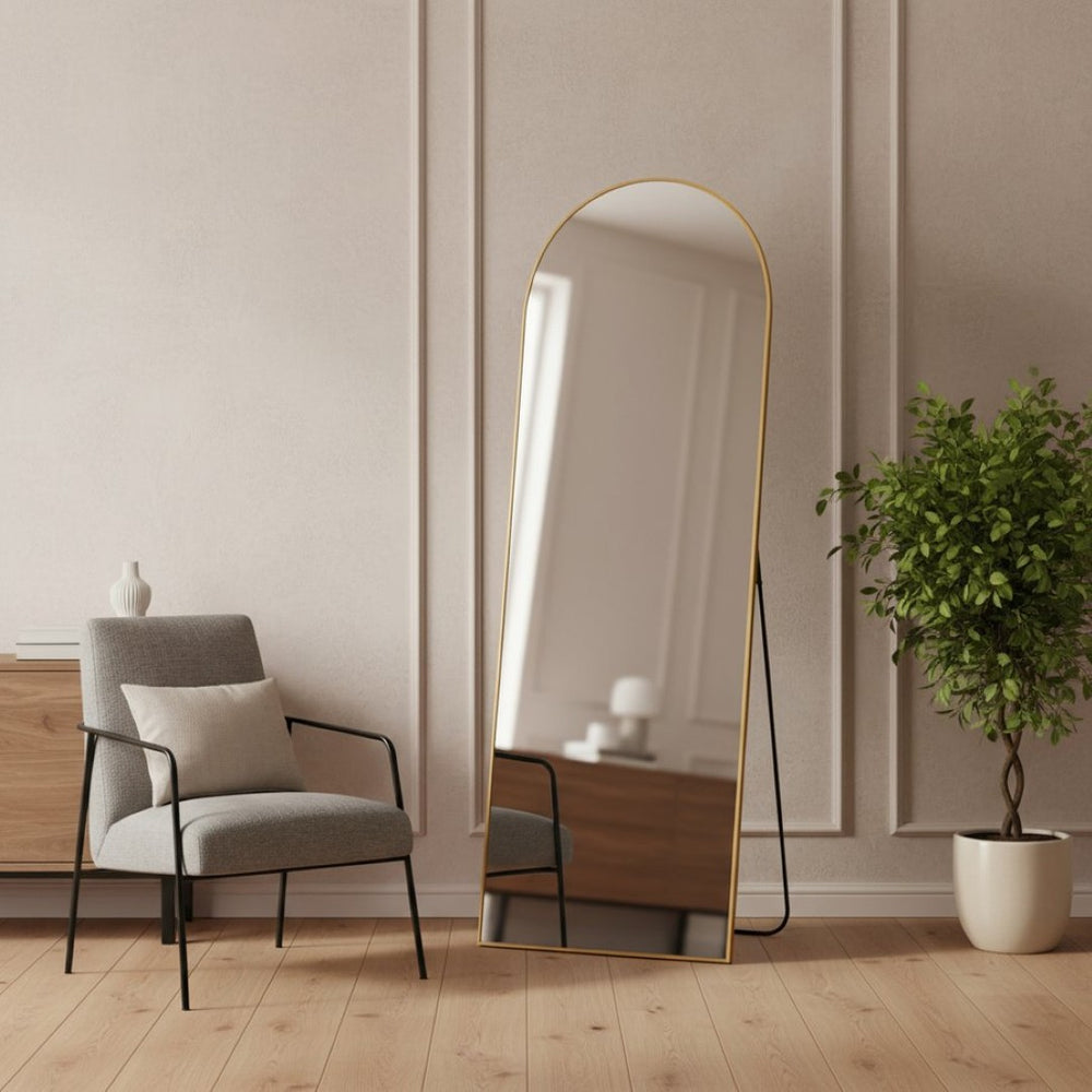 HomeRoots 69" Gold Arch Freestanding Full Length Mirror - Elegant Design for Bedrooms, Entryways & More! 691639