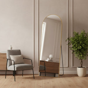 HomeRoots 69" Gold Arch Freestanding Full Length Mirror - Elegant Design for Bedrooms, Entryways & More! 691639