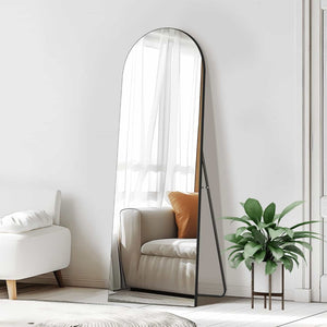 HomeRoots 67" Black Metal Arch Full-Length Mirror - Stylish Freestanding & Wall-Mount Design for Any Space 691640