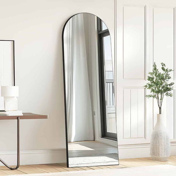 HomeRoots 67" Black Metal Arch Full-Length Mirror - Stylish Freestanding & Wall-Mount Design for Any Space 691640