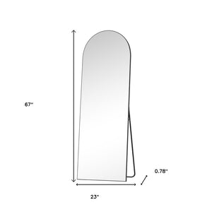 HomeRoots 67" Black Metal Arch Full-Length Mirror - Stylish Freestanding & Wall-Mount Design for Any Space 691640