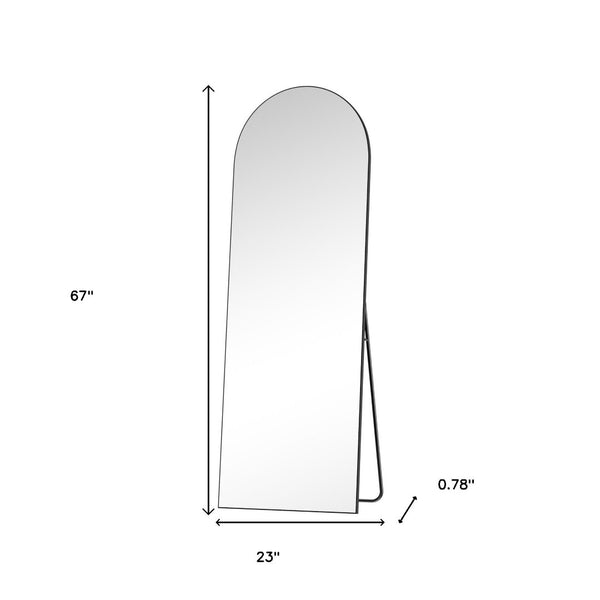 HomeRoots 67" Black Metal Arch Full-Length Mirror - Stylish Freestanding & Wall-Mount Design for Any Space 691640