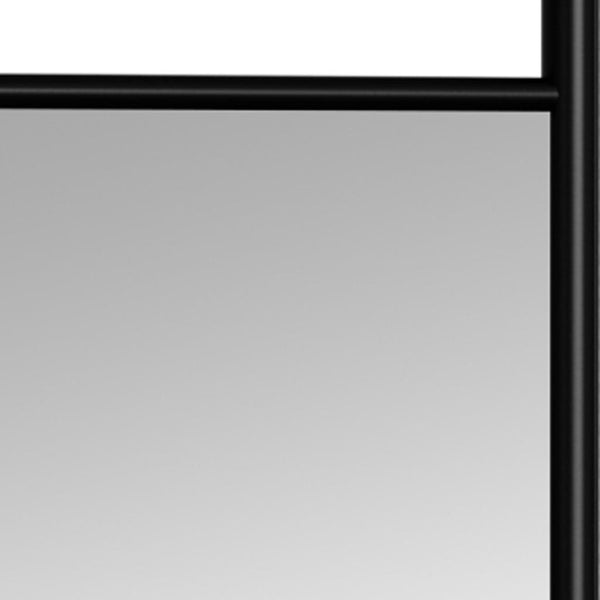 HomeRoots 64" Black Wood Ladder-Style Leaning Mirror - Stylish Full-Length Accent for Modern Interiors & Spaces 691641