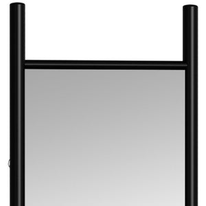 HomeRoots 64" Black Wood Ladder-Style Leaning Mirror - Stylish Full-Length Accent for Modern Interiors & Spaces 691641