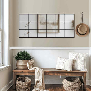 HomeRoots 69" Black Metal Windowpane Mirror – Modern Full-Length Reflector for Stylish Entryways & Spaces 691642