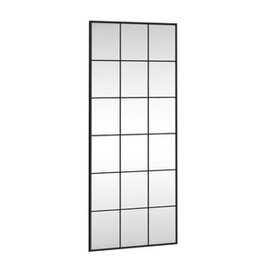 HomeRoots 69" Black Metal Windowpane Mirror – Modern Full-Length Reflector for Stylish Entryways & Spaces 691642
