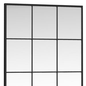 HomeRoots 69" Black Metal Windowpane Mirror – Modern Full-Length Reflector for Stylish Entryways & Spaces 691642