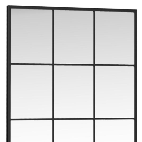 HomeRoots 69" Black Metal Windowpane Mirror – Modern Full-Length Reflector for Stylish Entryways & Spaces 691642