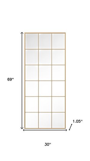 HomeRoots 69" Gold Iron Geometric Freestanding Mirror - Stylish Accent for Home & Office Décor, Versatile Design 691643