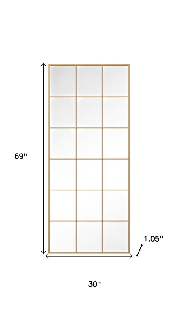 HomeRoots 69" Gold Iron Geometric Freestanding Mirror - Stylish Accent for Home & Office Décor, Versatile Design 691643