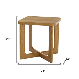 HomeRoots 24" Natural Wood Square Cross Legs End Table - Modern Rustic Accent for Living Room & Entryway Use 691644