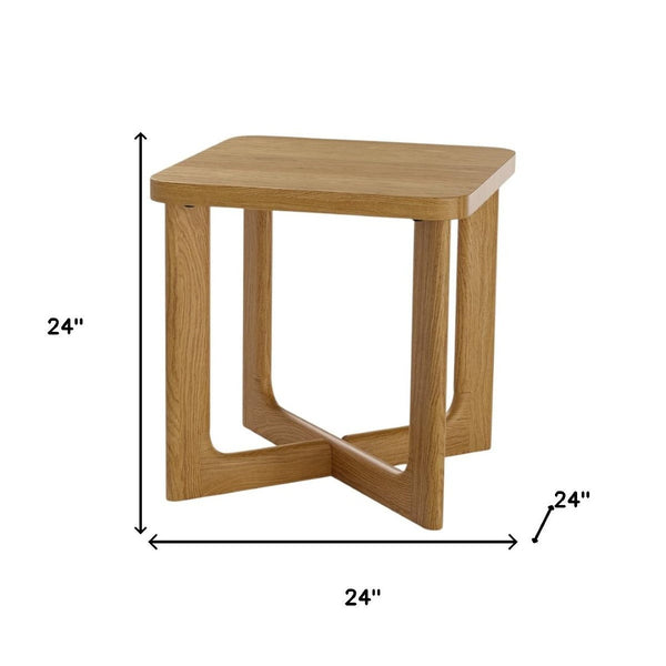 HomeRoots 24" Natural Wood Square Cross Legs End Table - Modern Rustic Accent for Living Room & Entryway Use 691644