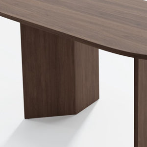 67 Inch Oval Dining Table with Double Pedestal Wood Base Seats Six for Elegant Gatherings
