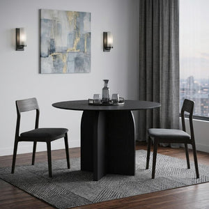42 Inch Round Pedestal Dining Table Solid Wood Base for Modern Kitchen and Room