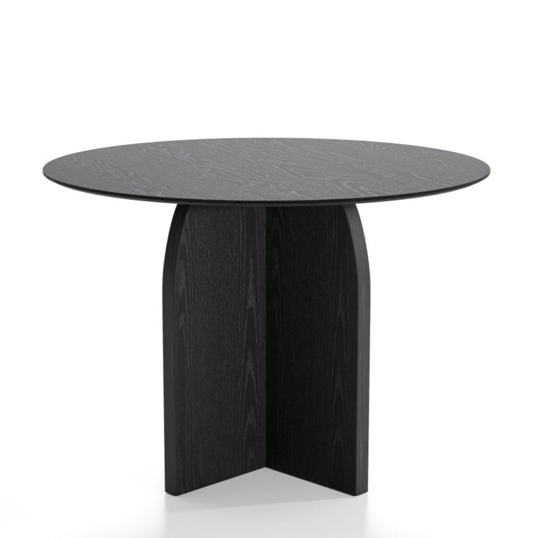 HomeRoots 42 Inch Round Pedestal Dining Table Solid Wood Base for Modern Kitchen and Room Black 691648