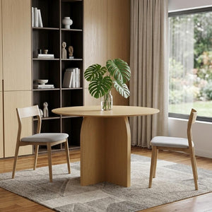 42 Inch Round Pedestal Dining Table Solid Wood Base for Modern Kitchen and Room