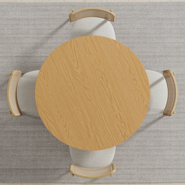 42 Inch Round Pedestal Dining Table Solid Wood Base for Modern Kitchen and Room