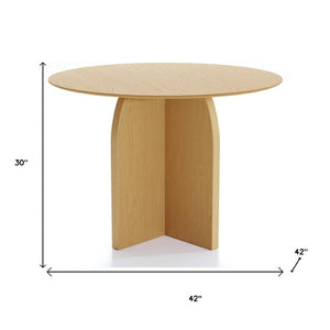 42 Inch Round Pedestal Dining Table Solid Wood Base for Modern Kitchen and Room