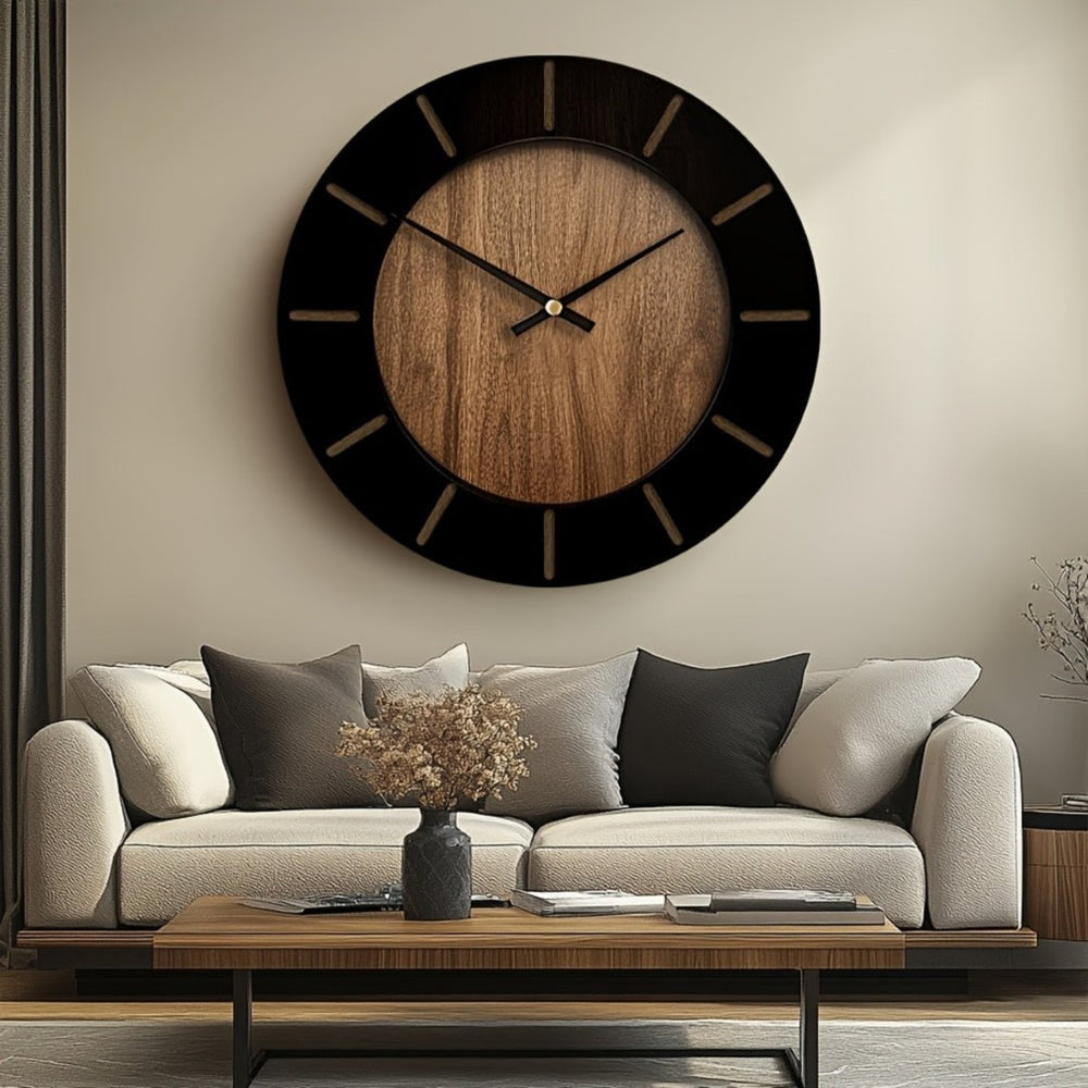 HomeRoots 18" Brown Silent Sweep Analog Wall Clock - Vintage Round Design for Timeless Home Décor & Functionality 691650