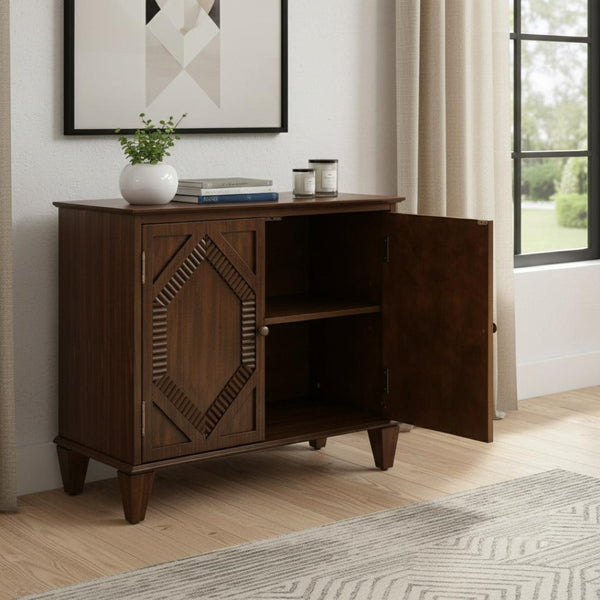 HomeRoots 34" Brown Wood Accent Cabinet – Stylish, Durable Storage Solution for Modern Living Rooms & Offices 691651