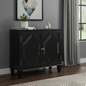 HomeRoots 34" Black Wood Accent Cabinet - Modern Storage Solution for Living Room, Dining Room & More! 691652