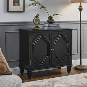 HomeRoots 34" Black Wood Accent Cabinet - Modern Storage Solution for Living Room, Dining Room & More! 691652