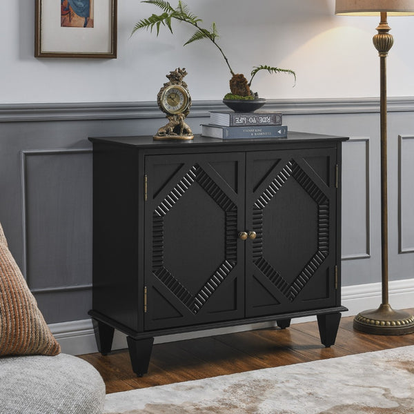 HomeRoots 34" Black Wood Accent Cabinet - Modern Storage Solution for Living Room, Dining Room & More! 691652