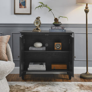 HomeRoots 34" Black Wood Accent Cabinet - Modern Storage Solution for Living Room, Dining Room & More! 691652