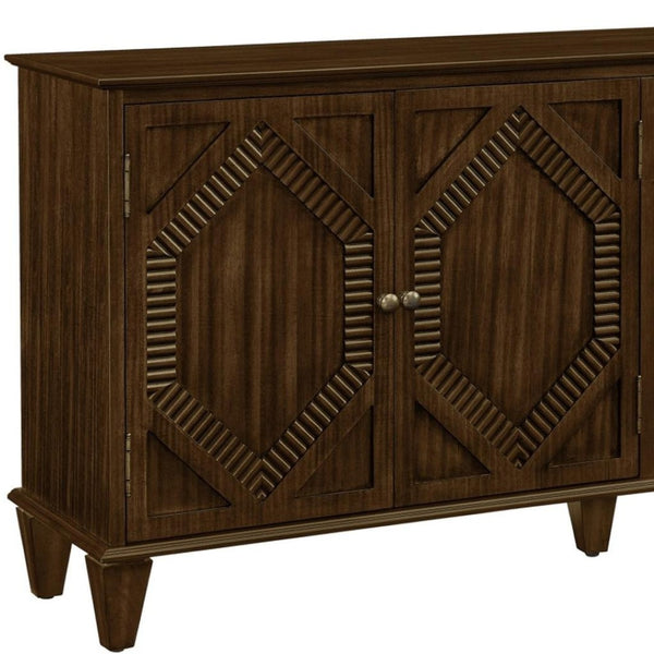 HomeRoots 66" Brown Wood Accent Cabinet - Elegant Storage Solution for Dining, Living Room & Entryway Decor 691654