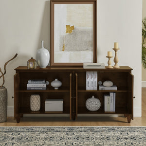 HomeRoots 66" Brown Wood Accent Cabinet - Elegant Storage Solution for Dining, Living Room & Entryway Decor 691654