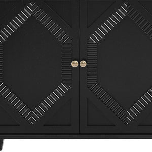 HomeRoots 66" Modern Black Wood Accent Cabinet - Stylish Storage Solution for Living & Dining Spaces! 691655