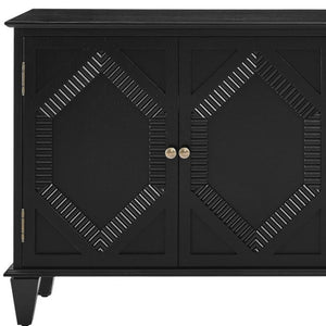 HomeRoots 66" Modern Black Wood Accent Cabinet - Stylish Storage Solution for Living & Dining Spaces! 691655