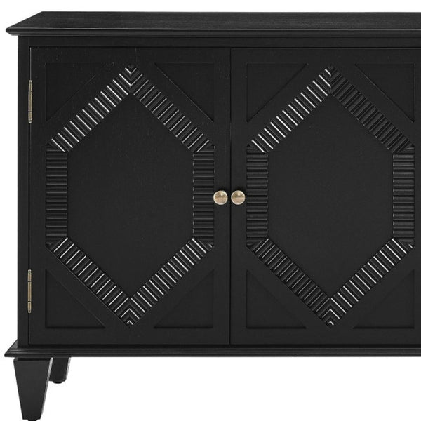 HomeRoots 66" Modern Black Wood Accent Cabinet - Stylish Storage Solution for Living & Dining Spaces! 691655