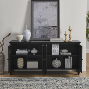 HomeRoots 66" Modern Black Wood Accent Cabinet - Stylish Storage Solution for Living & Dining Spaces! 691655