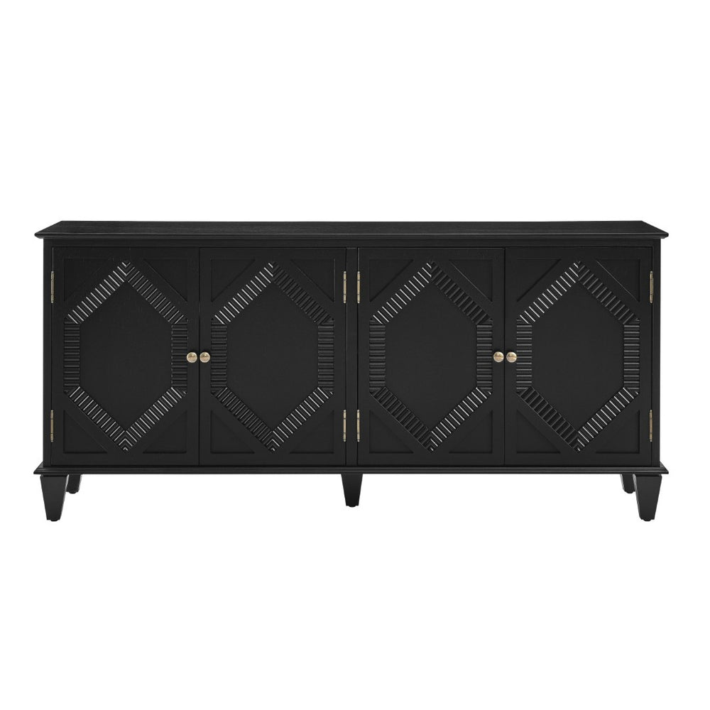 HomeRoots 66" Modern Black Wood Accent Cabinet - Stylish Storage Solution for Living & Dining Spaces! 691655