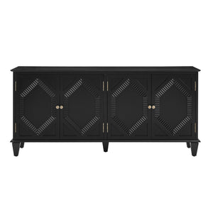 HomeRoots 66" Modern Black Wood Accent Cabinet - Stylish Storage Solution for Living & Dining Spaces! 691655