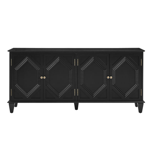 HomeRoots 66" Modern Black Wood Accent Cabinet - Stylish Storage Solution for Living & Dining Spaces! 691655