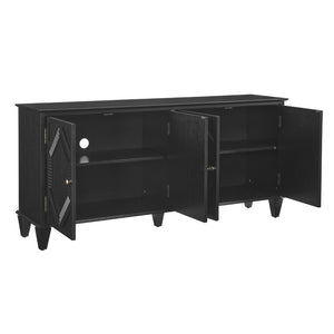 HomeRoots 66" Modern Black Wood Accent Cabinet - Stylish Storage Solution for Living & Dining Spaces! 691655